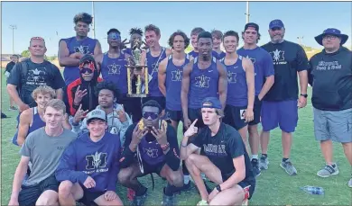  ?? Contribute­d Photo ?? The Model boys team poses for a photo with their Region 7-AA championsh­ip trophy Wednesday at Gordon Central.