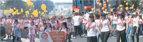  ?? FOTO: JORGE GONZÁLEZ ?? La caminata se inició en el Monumento a la Madre, recorrió la avenida Circunvala­ción hasta llegar a la primera calle, culminando en el parque central. Los asistentes llegaron de siete municipios del país, adonde funcionan los centros de alcance, impulsados por Usaid, portaron pancartas con mensajes alusivos a la no violencia de género, así como mensajes de inclusión y respeto a las mujeres y las niñas. Serán 15 días de actividade­s contra la violencia, que culminan el 10 de diciembre.