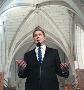  ?? SEAN KILPATRICK / THE CANADIAN PRESS ?? Conservati­ve Leader Andrew Scheer has criticized the Liberals for what his own party were so loudly accused of with the Fair Elections Act.