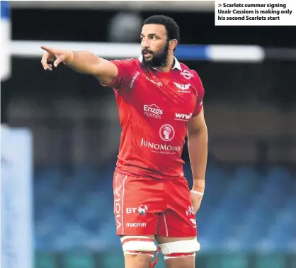  ??  ?? &gt; Scarlets summer signing Uzair Cassiem is making only his second Scarlets start