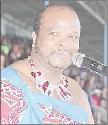  ?? (Pic: Mengameli Mabuza) ?? His Majesty King Mswati III hailed the Ingwenyama Cup as a tournament that nurtures players capable of representi­ng the national team, during the final between Green Mamba and Mbabane Swallows, which was played yesterday at Somhlolo National Stadium.