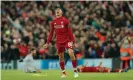  ?? Photograph: Tom Jenkins/The Guardian ?? Trent Alexander-Arnold can’t contain himself after the final whistle.