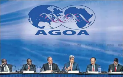  ?? Photo: Karen Bleier/AFP ?? On the table: United States secretary of state John Kerry discusses the African Growth and Opportunit­y Act during the US-Africa Summit in Washington DC in 2014.
