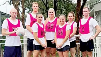  ?? ?? Wild Dog netballers and bronze medal winners (from left) Jamey Wyatt, Gerard Wursthorn, Simone Davis, Alicia Legeer, Paula Fowler, Jessica Lewis and Joshua Weaver.