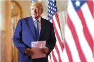  ?? AP PHOTO/ANDREW HARNIK ?? Former President Donald Trump arrives to speak at Mar-alago on Election Day 2022 in Palm Beach, Fla.