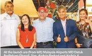  ??  ?? At the launch are (from left) Malaysia Airports MD Datuk Badlisham Ghazali, Yap, AirAsia Berhad and AirAsia X Group CEO Datuk Kamarudin Meranun, Malaysia Airports commercial services senior GM Mohammad Nazli Abdul Aziz and Malaysia Airports commercial...