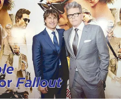  ??  ?? Mission: Impossible – Rogue Nation director Christophe­r McQuarrie (left, with Tom Cruise) became the first filmmaker ever to return to direct a second film Mission