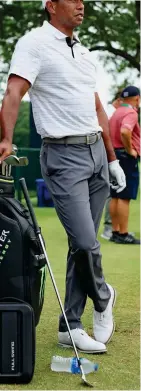  ?? GETTY IMAGES ?? In the zone: Woods gets in some practice yesterday