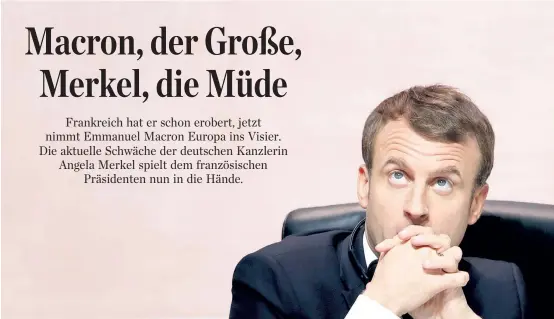  ??  ?? Trotz Gegenwinds aus Brüssel und Berlin glaubt Emmanuel Macron felsenfest an seine europäisch­e Mission.