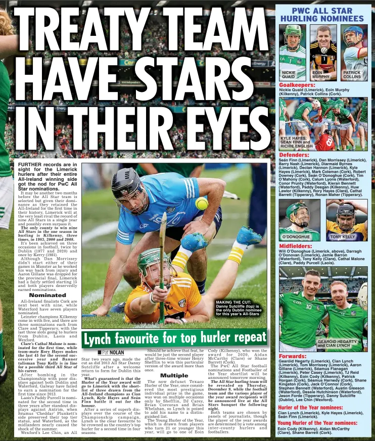  ?? ?? MAKING THE CUT: Danny Sutcliffe (top) is the only Dublin nominee for this year’s All- Stars