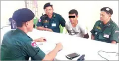  ?? POLICE ?? A man is questioned after allegedly stabbing a military officer to death in Banteay Meanchey province’s O’Chrov district.