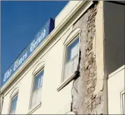  ?? PHOTO BY GENE WALSH FOR MEDIANEWS GROUP ?? A stone wall is visible where stucco has fallen away on the south side of the former Times Herald building on Markley Street in Norristown.