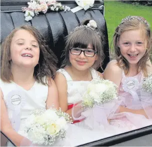  ??  ?? Proud princesses: From left, carnival princesses Maddie Williams, Daisy Camp and Bethany Dean enjoyed the procession in a classic open-top car.