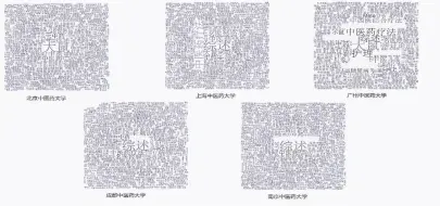  ??  ?? 图 4 2007－2016 年 SinoMed 收录 5所中医药大学论文关­键词词云图