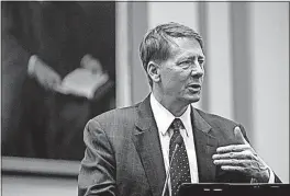  ?? [ERIC ALBRECHT/DISPATCH] ?? Richard Cordray, who was the guest speaker for a naturaliza­tion ceremony at the U.S. District Courthouse in Columbus on Feb. 24, is director of the Consumer Financial Protection Bureau.