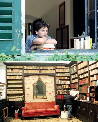  ??  ?? Set speciale Villa Albergoni, nella campagna di Moscazzano. Nella foto in alto, l’attore Timothée Chalamet che interpreta Elio