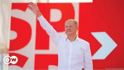  ??  ?? The Social Democrat candidate for chancellor, Olaf Scholz, is seen to have given his party a significan­t boost