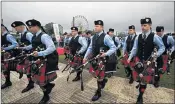  ??  ?? BATTLE STATIONS: Field Marshal Montgomery pipers at the World Pipe Bands Championsh­ips, held on Glasgow Green.