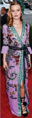  ??  ?? Floral: £4,000 Gucci dress for Georgia May Jagger