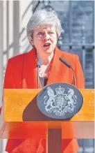  ??  ?? Theresa May, la primera ministra británica renunció ayer.