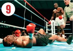  ?? REUTERS/AP ?? Epics: Tyson (9) is knocked out by Douglas, Fury (11) after being floored by Wilder and Frazier (1) lands a blow on Ali