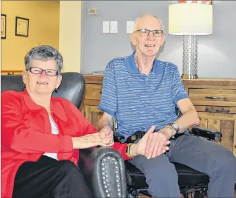  ?? ADAM MACINNIS/THE NEWS ?? Joyce and Keith Battist will spend Valentine’s Day together today at Glen Haven Manor where there is a special dinner for couples with either one or both living there.