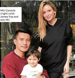  ??  ?? Mic Cazzola (right) with James Yap and son, MJ