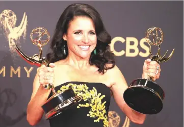  ??  ?? Louis-Dreyfus holds her Emmy awards at the 69the Primetime Emmy Awards, in Los Angeles, last Sept 17. — Reuters file photo