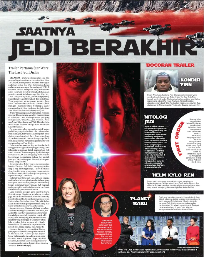  ??  ?? The Last Jedi, Trailer Star Wars: The Force Awakens Trailer scene Breathe... Just breathe... Now, reach out. What do you see?” trailer lightsaber The Last Jedi trailer trailer The Last ast Jedi behind-the-scene -the-scene The Last Jedi. America. Star...