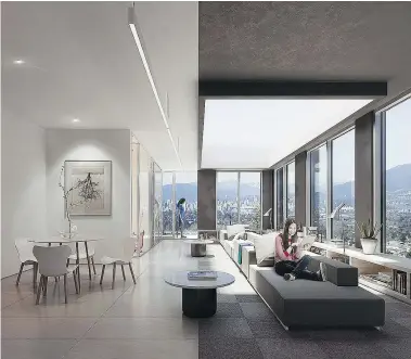  ??  ?? The amenity spaces included by Henriquez Partners Architects will be set against the views of the North Shore mountains and Burrard Inlet.