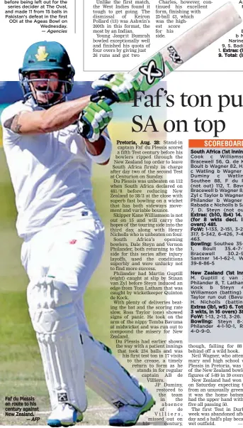  ?? — AFP — Reuters ?? Faf du Plessis en route to his century against New Zealand.