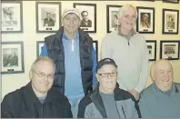  ??  ?? Pictured above is the current board of the Northside Sports Hall of Fame, sitting from left to right, chair John Higgins, Bryan Cullen and Bob Gordon; standing on the left Charlie Coleman, and Cyril Aker.