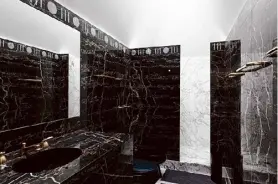  ?? Photos by Frances F. Denny/The New York Times ?? The newly restored bathroom in the Brick House at the estate of architect Philip Johnson in New Canaan, Conn.