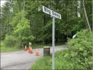  ?? TANIA BARRICKLO — DAILY FREEMAN FILE ?? The blocked entrance to the Big Deep swimming hole in Woodstock, N.Y., is shown on May 28.