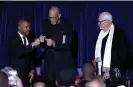  ?? Today Sports ?? Former Lakers players Derek Fisher and Kareem Abdul-Jabbar and former coach Phil Jackson at a ceremony for the Kobe Bryant statue, on 8 February 2024 in Los Angeles, California. Photograph: Jason Parkhurst/USA