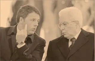  ?? Foto: archivo afp ?? Consuelo. Matteo Renzi (izquierda) y Sergio Mattarella en foto de archivo durante una reunión.