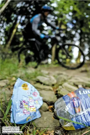  ?? ?? It may quench thirst fast but Lucozade bottles are being discarded just as quick