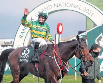  ??  ?? Minella Times and Rachael Blackmore after their victory at Aintree on Saturday.