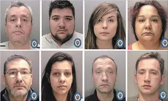  ?? BRITISH WEST MIDLANDS POLICE NYT ?? A series of photos provided by the British West Midlands Police shows eight members of a Polish human traffickin­g ring who have been found guilty of traffickin­g and forced labour in Britain.