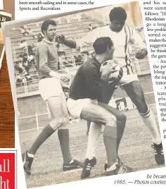  ?? CECAFA ?? BLAST FROM THE PAST . . . This collage of pictures shows (on the left) an extract of the late legendary coach Mick Poole’s interview with Prize magazine in 1973 when he called for sanity in local football after he was crowned Soccer Star of the Month for March and (on the right) he is caught in action at Rufaro Stadium while turning out for Callies during that year. Poole was one of the country’s finest goalkeeper­s in the 1970s before he became the Zimbabwe senior national team head coach and led them to the Cup title in 1985. — Photos courtesy of Charlie White
