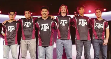  ?? Courtesy of Riot Games ?? Comprising Texas A&M’s esports team are, from left, Yoonguen Shin, Youssef Elmasry, Andrew Oh, Joey Bowers, Anthony Cui and Ryan O’Beirne.