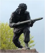  ?? (Courtesy Steve Birks) ?? ■ The son of Daniel and Minnie Baskeyfiel­d, of Stanfields, Stoke-on-Trent, Jack Baskeyfiel­d is commemorat­ed in his hometown by this statue unveiled in 1990. The John Baskeyfiel­d V.C. Church of England Primary School in Burslem is named after him.