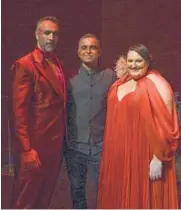  ?? KENNY HOLSTON FOR THE NEW YORK TIMES ?? Christian Van Horn, from left, Bibhu Mohapatra and Alexandria Shiner during a dress rehearsal for the Washington National Opera’s “Come Home: A Celebratio­n of Return.”