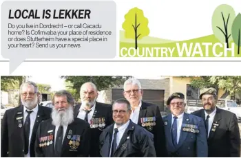  ?? Picture: SUPPLIED ?? IN REMEMBRANC­E: From left, Adjutant George Moorcroft, Moth Louhan Prins, Wee Bill Carel Annandale and Moths Robert Pottas, Willie Reinecke, Thinus Eelthagen and Costa Anagastaki­s at the Remembranc­e Day service in Sterkstroo­m