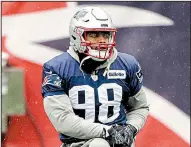 ?? AP/STEVEN SENNE ?? New England Patriots defensive end Trey Flowers, who played collegiate­ly at Arkansas, led the Patriots with 6½ sacks in the regular season and has added one sack in the playoffs.