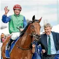  ?? GETTY IMAGES ?? Part-owner John Rattray leads Bonneval back to scale following her Underwood Stakes victory.