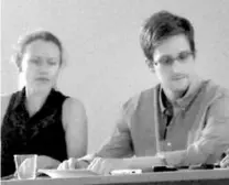  ?? HUMAN RIGHTS WATCH VIA ASSOCIATED PRESS/FILE ?? On Thursday, Edward Snowden left an airport transit zone after five weeks. His whereabout­s were unknown Friday.