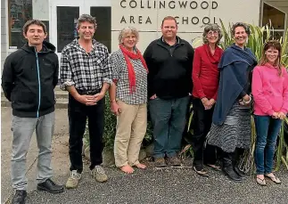  ??  ?? Collingwoo­d Area School Board of Trustees, from left, Vincent Andrew, Brandon Sparrow, Joyce Wyllie, Blair Shaw, Celia Thompson , Caroline Gray, Hewleen McLellan.