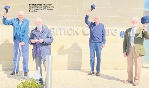  ??  ?? Local heroes left to right Hugh Paterson, Bill Miller, Jim Stevens and the D’ArtagnanTo­ny Riome