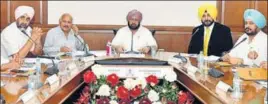 ?? HT PHOTO ?? CM Capt Amarinder Singh and other ministers during the cabinet meeting on Wednesday.